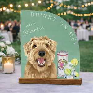 Custom Pet Portrait Signature Drink Sign, Acrylic Wedding Bar Menu, Wedding Drink Bar Decor