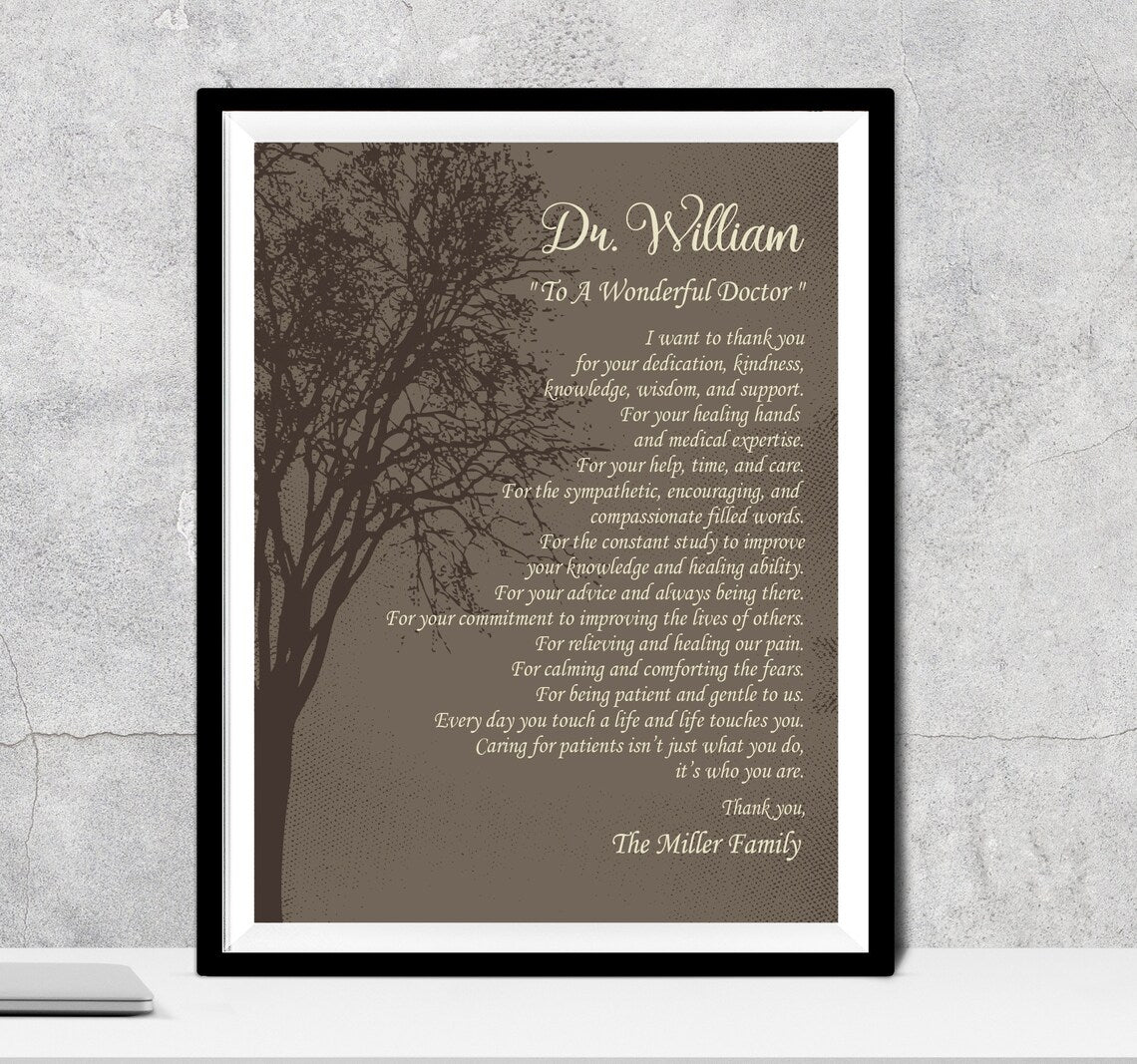 Doctor Gift, A Wonderful Doctor Poem A Truly Great Doctor Appreciation Gift Doctor Thank You Doctor Doctors Day Physician Gratitude Medical