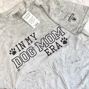 Personalized In My Dog Mom Era Embroidered Comfort Colors Tee, Embroidered Dog Mom T-Shirt With Dog Names, Customizable Gift For Dog Mom
