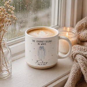 Personalized White Coat Ceremony Pottery Mug, Custom White Coat Party Gift, Med School Acceptance Gift Future Doctor, Graduation Gifts