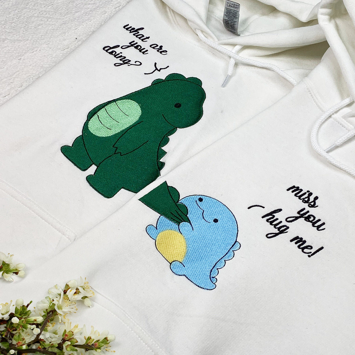 Cute Dinosaur Couple Shirt, Embroidered Couple Shirt, Matching Couple Shirt, Gifts For Couples