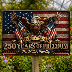 America 250th Anniversary Eagle - Personalized Metal Sign - 250th Anniversary America Patriotic, Family Decoration