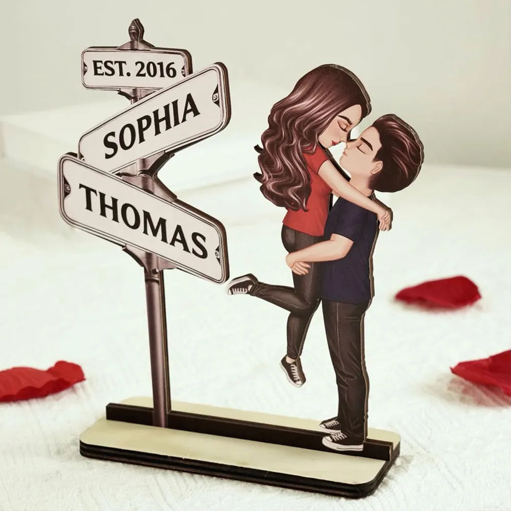 Always Beside You Couple Street Signs - Personalized Wooden Plaque - Heartfelt Gift For Couple, Valentine's Day Gift