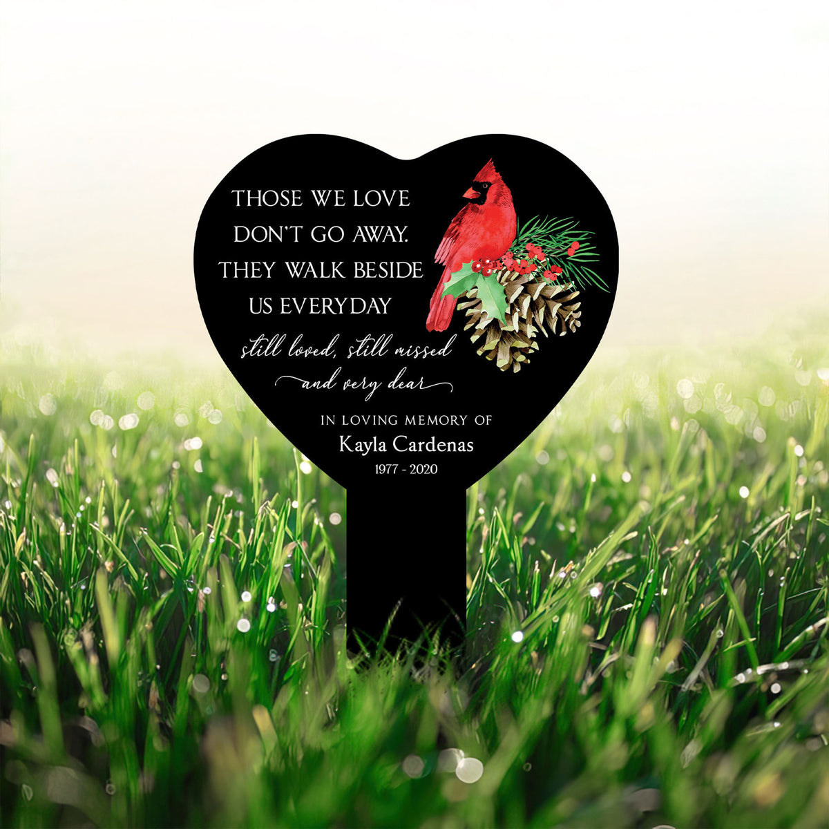 Custom In Loving Memory Stake Acrylic, Tree of Life, Heart Garden Stake, Sympathy Sign, Remembrance Gift, Cardinal Heart, Memorial Plaque