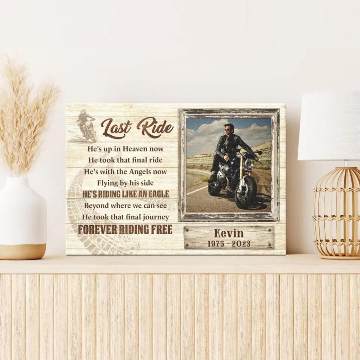 Memorial Last Ride - Personalized Canvas - Sympathy Gift for Family, Memorial Father Grandpa