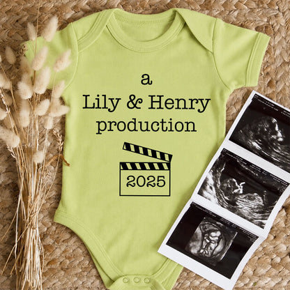 Personalized Baby Announcement Bodysuit – Custom Parents Names Pregnancy Reveal Gift