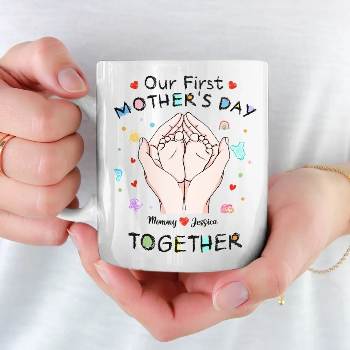 Tiny Toes, Big Love Happy 1st Mother's Day - Personalized Mug - Mother's Day, Baby Shower Gift, Gift For First Mom