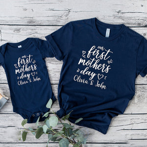 Personalized Our First Mothers Day Shirt, Mommy And Me Matching Shirt, New Mom Mothers Day Gift, Mother And Baby First Mothers Day