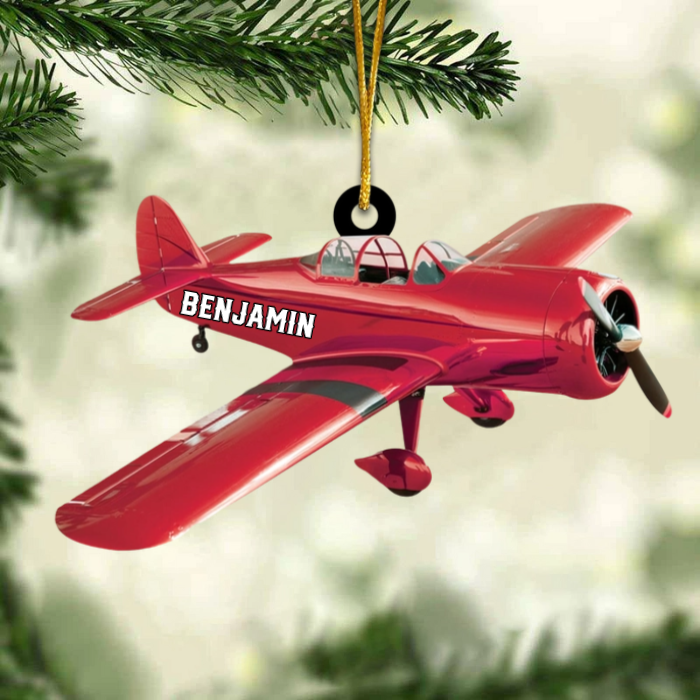 Colored Airplane - Personalized Ornament - Christmas Gift For Airplane Lover, Travellers