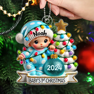 Baby First Christmas 3D Effect Personalized Acrylic Ornament, Baby Boy Girl Gift for Couples, New Parents Keepsake, Gift for Newborn
