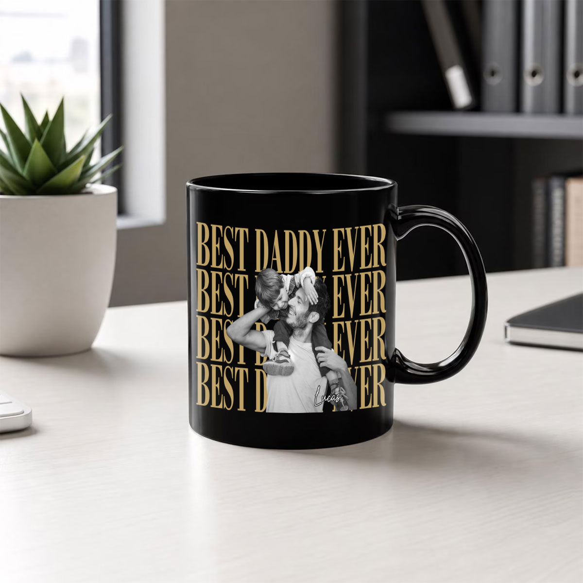 Custom Photo Black Mug - Personalized Father's Day Gifts For Dad, Grandpa - The Man, The Myth