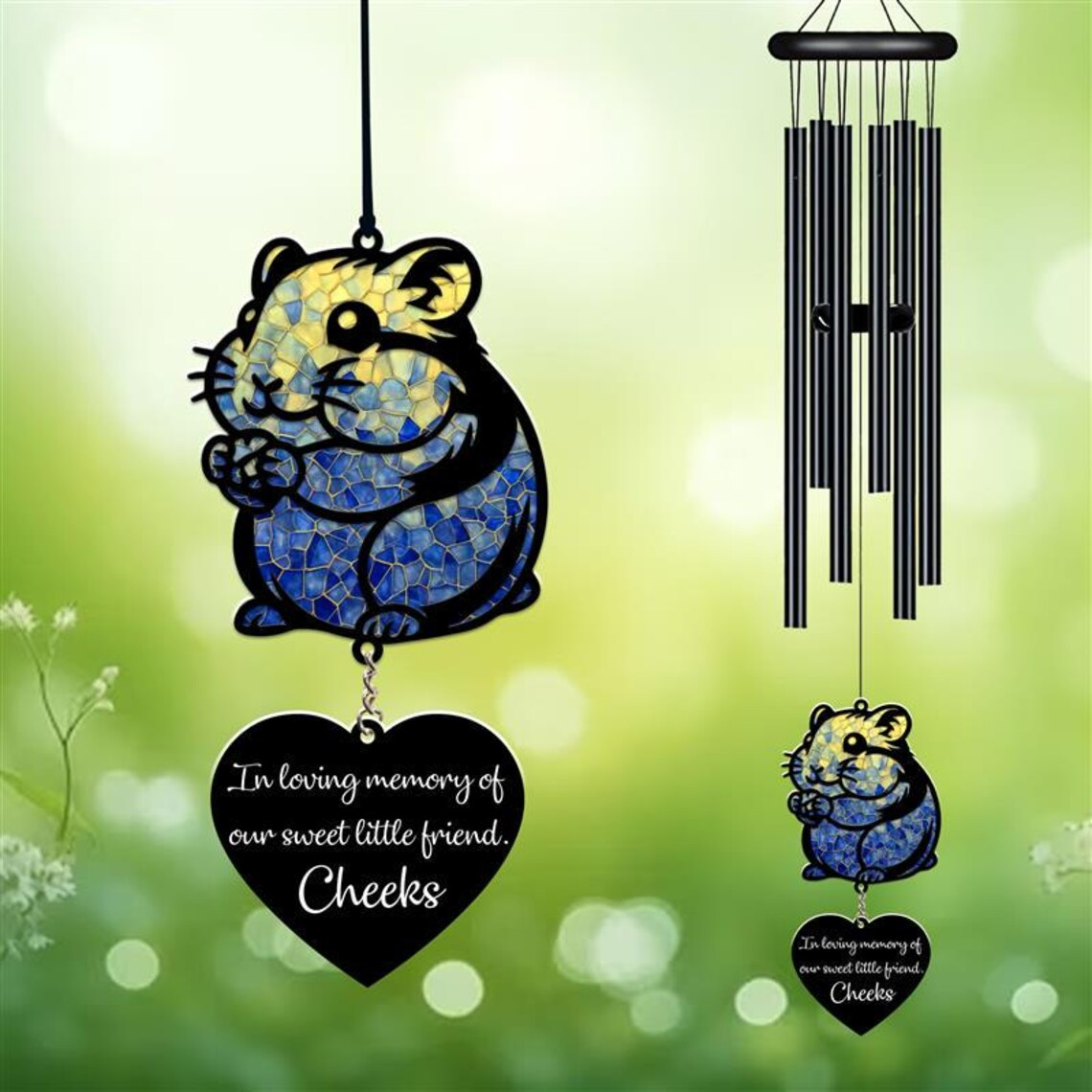 Personalized Memorial Wind Chime, Hamster Wind Chime, Mouse Suncatcher Wind Chime, In Loving Memory, Hamster Loss Gift, Sympathy Gift