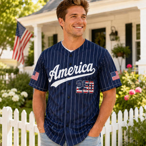 Personalized America 250 Baseball Jersey, Custom Name Number USA Flag Jersey, Patriotic Pinstripe Baseball Shirt, 4th of July Gift