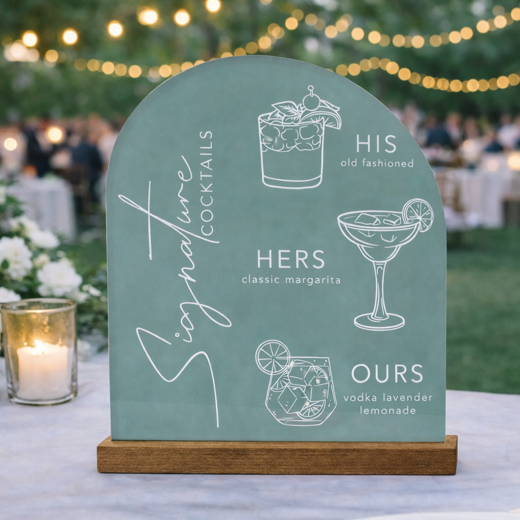 Our Favorite Drink Acrylic Plaque, Personalized Acrylic Signature Cocktail Wedding Bar Sign, Wedding Decor