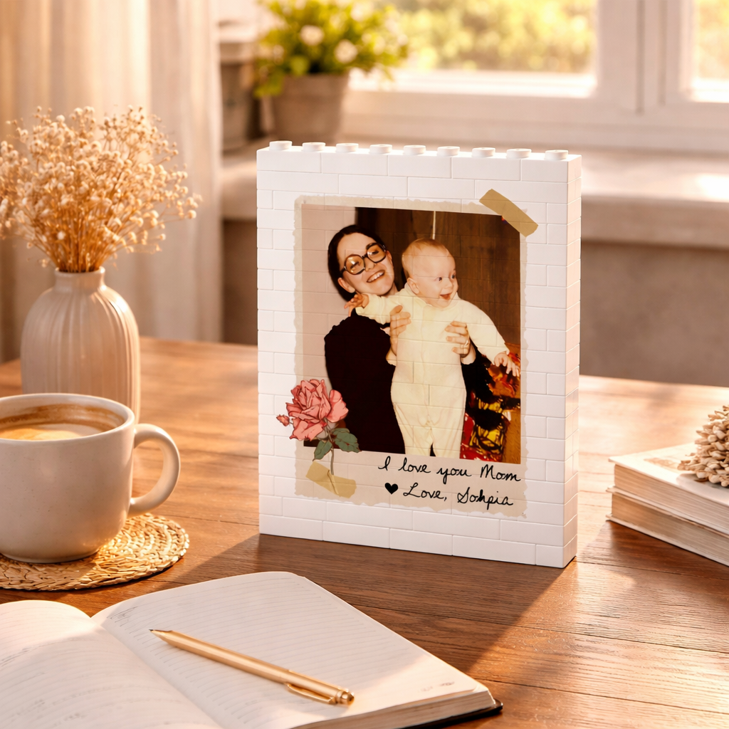 Custom Vintage Photo Building Block, Personalized Photo Mom Building Block, Mother's Day Gifts, Mom Keepsake, Gifts For Mom From Daughter