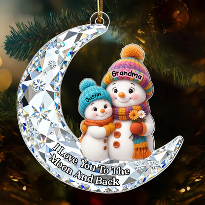 Love my Grandkid to the Moon and Back 3D Crystal Effect - Personalized Acrylic Ornament - Christmas Gift for Grandma, Grandkids