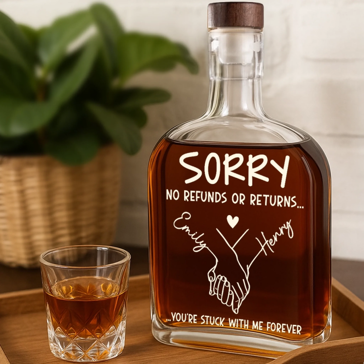 Sorry No Returns Or Refunds - Personalized Whiskey Bottle - Anniversary Gift, Valentine's Day Gift For Couple