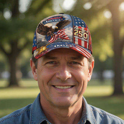 Personalized America Patriotic 250th Anniversary Baseball Cap, USA 250 Celebration Baseball Cap, Gift for Him