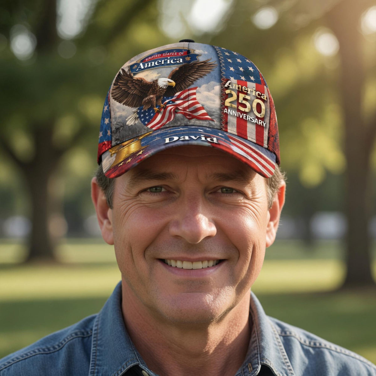 Personalized America Patriotic 250th Anniversary Baseball Cap, USA 250 Celebration Baseball Cap, Gift for Him