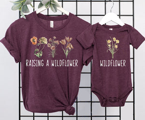 Raising A Wildflower and Wildflower Shirts, Mama Mini Matching Shirt, Mommy & Me Outfits ,New Mom Gift Idea, Baby Shower Gift