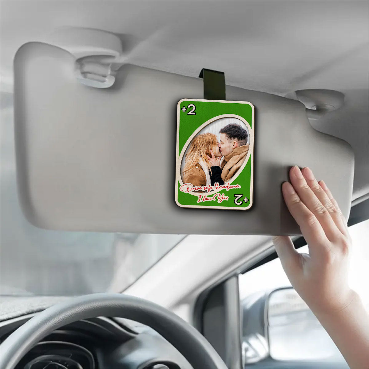 Drive Safe I Love You Play Card - Personalized Car Visor Clip - Gift For Couple