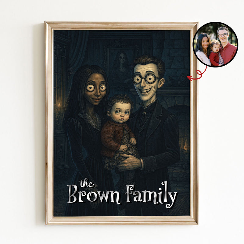 Custom Gothic Family Portrait from Photo - Personalized Canvas - Halloween Decor, Gift For Family