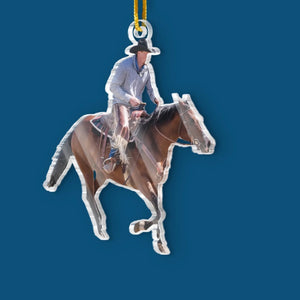Custom Photo Riding Horse - Personalized Acrylic Ornament- Christmas, Birthday Gifts For Besties, Sisters, BFF, Family