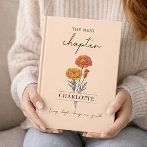 Personalized Birth Month Flower The Next Chapter Hardcover Journal Matte: Class Of 2026 Gift, Graduation 2026 Gift For Daughter