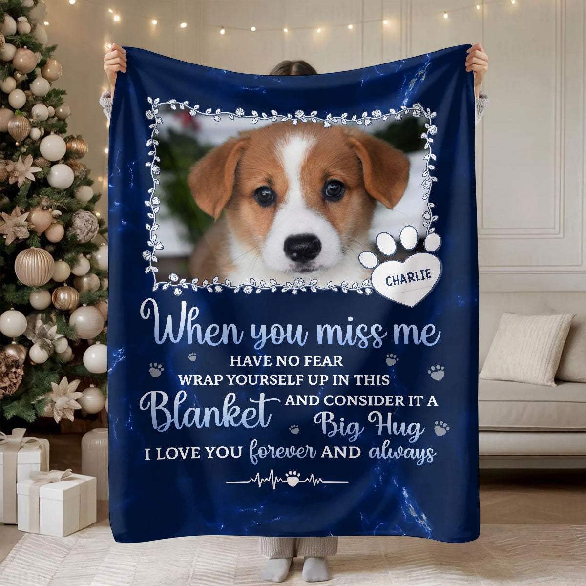 Custom Photo A Big Hug From Me - Memorial Personalized Custom Blanket - Sympathy Gift For Pet Owners, Pet Lovers
