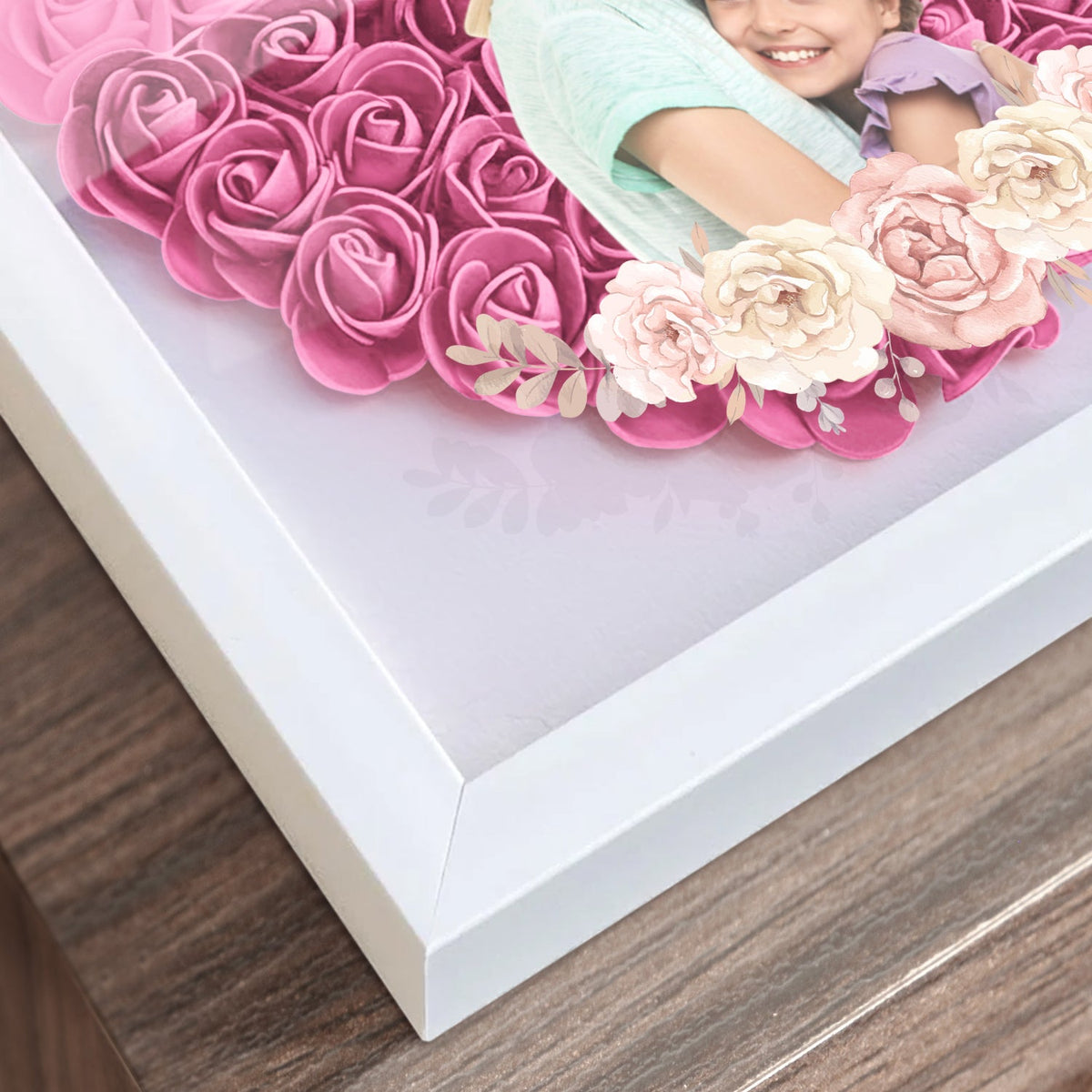Mother And Daughter Forever Linked Together Custom Photo - Custom Flower Frame Box - Gift For Mom, Mother's Day Gift