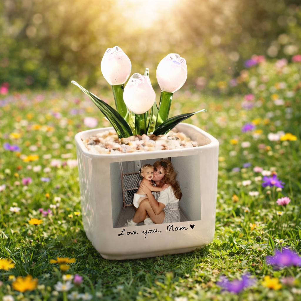 Custom Birth Month Glass Flower Pot, Hand Blown Glass Potted Plants, Personalized Vintage Mother's Day Gift for Mom, Mini Glass Flower Pot