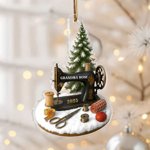3D Effect Sewing Things - Personalized Acrylic Ornament - Gift For Grandma, Mom