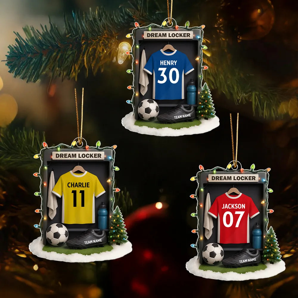 Soccer Jersey Dream Locker - Personalized Acrylic Ornament - Christmas Gift for Soccer Players, Soccer Lovers