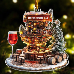 Personalized Cocktail Bar Acrylic Ornament, Cocktail Club, Cocktail Pub, Christmas, Birthday Gift for Cocktail Lovers, 2D Flat Ornament
