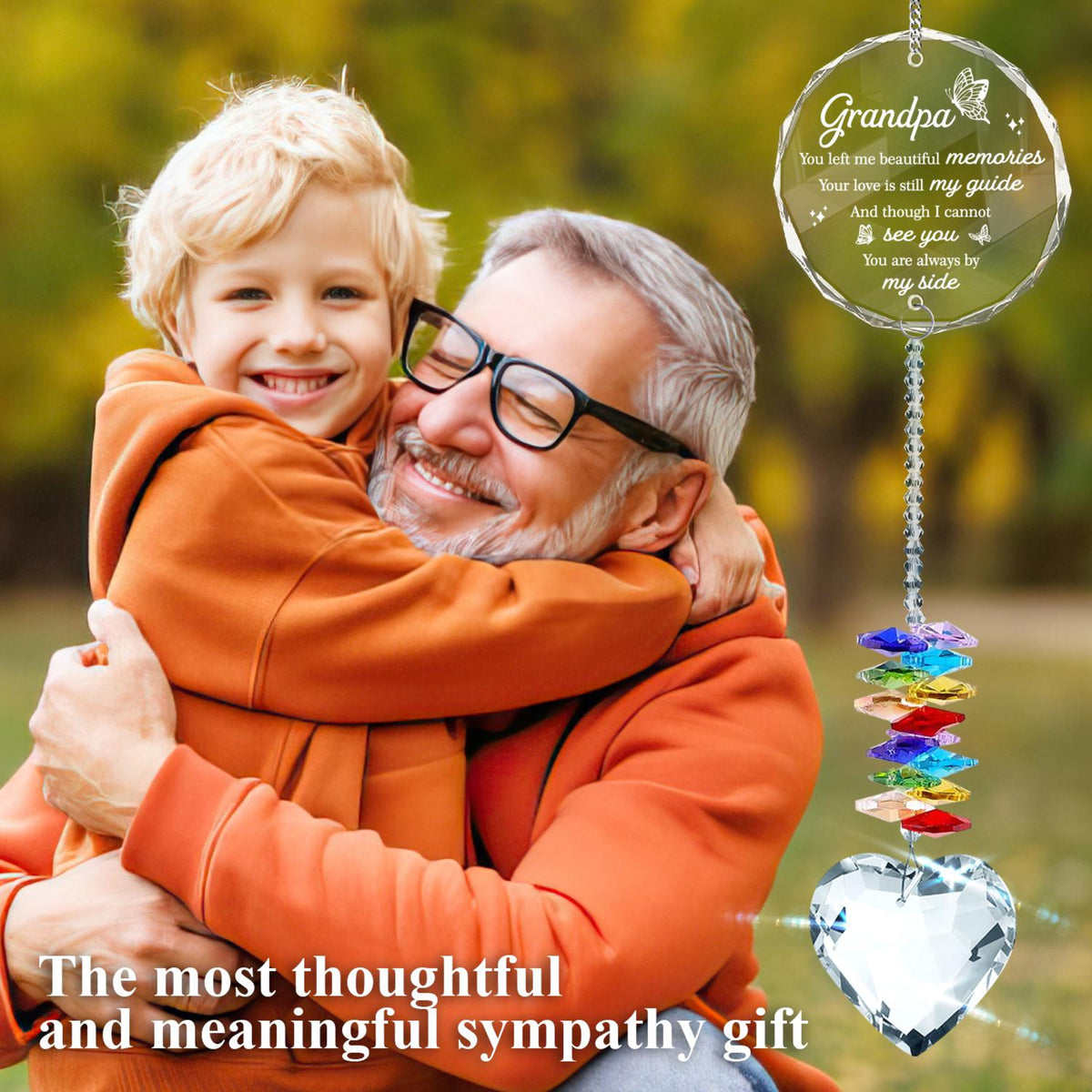 Crystal Ornament Sympathy Loss of Grandpa, Memorial Rainbow Suncatcher Memorial Keepsake Remembrance Consolation Grief Loss of Grandfather