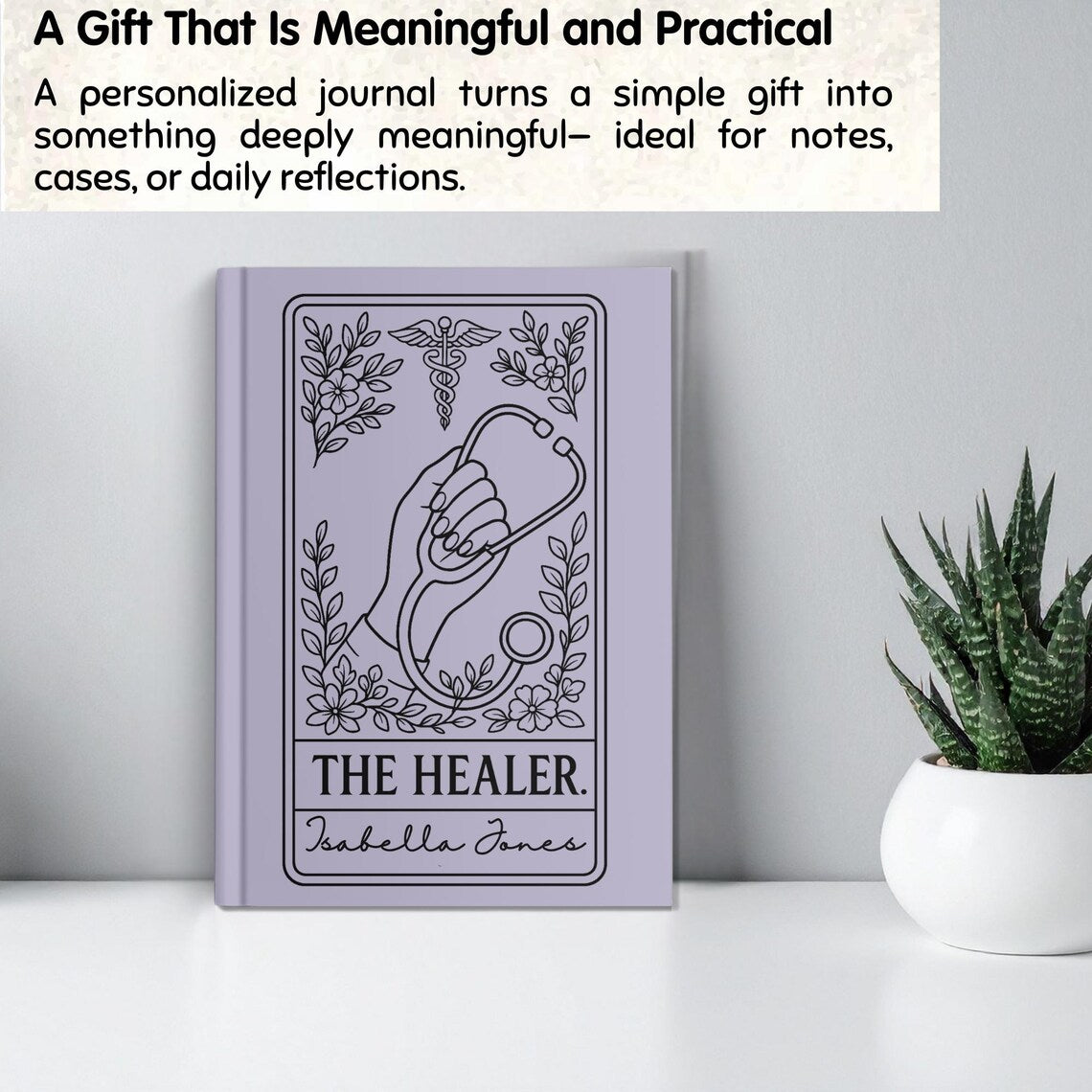 The Healer Card Journal- Personalized Doctor Appreciation Gifts, Physician Notebook, Medical School Graduation Gift, Medical Student Gift
