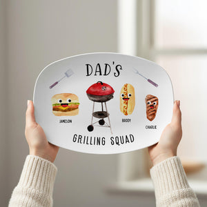 Personalized Father's Day Platter, Dad's Grilling Squad Plate, Custom BBQ Plate with Names, Grill Master Gift, Dad Gift from Kids Keepsake