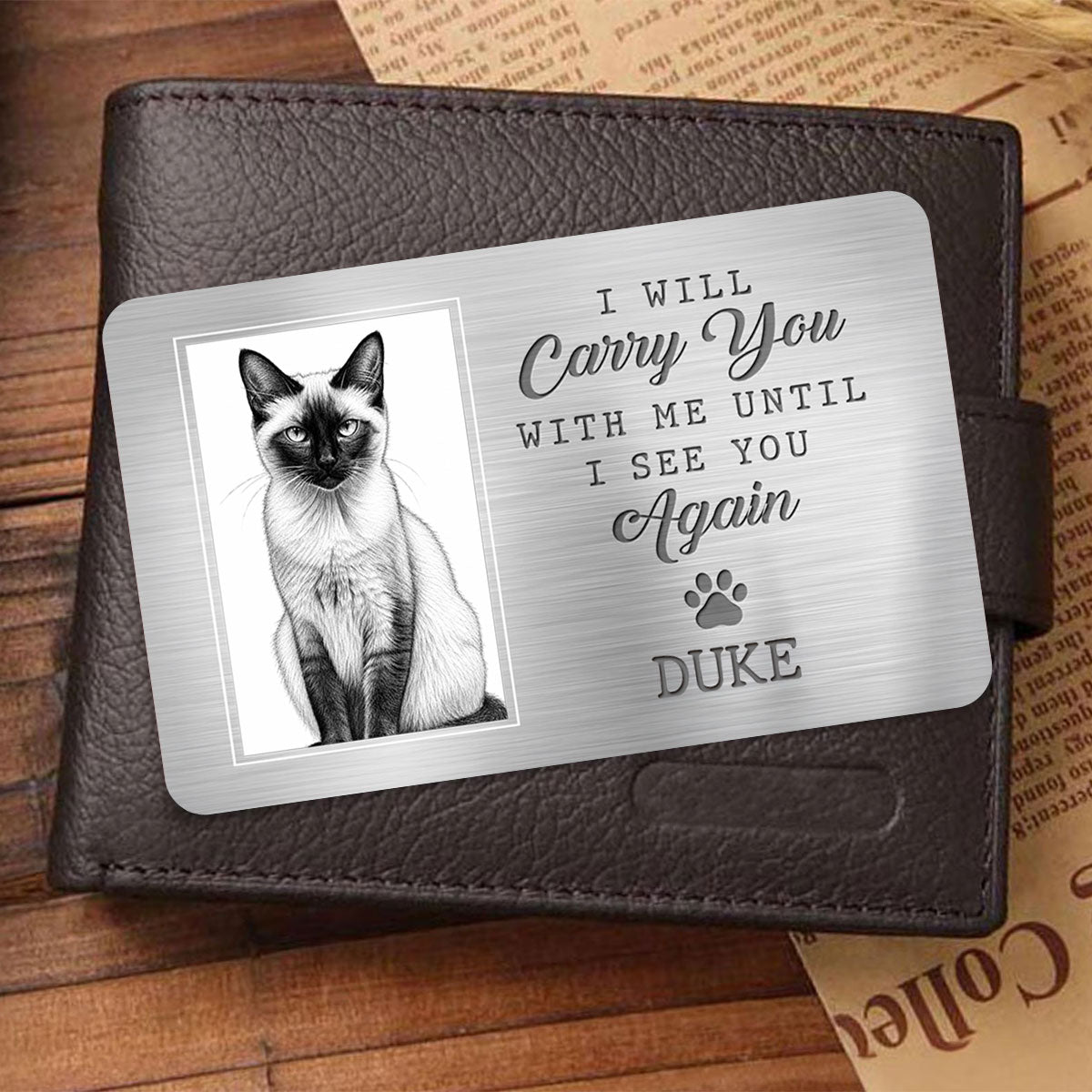 Custom Photo Aluminum Wallet Card - Personalized Pet Memorial Sympathy Gifts For Dogs, Cats