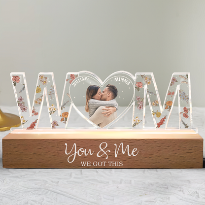 You & Me We Got This Custom Photo - Personalized 3D LED Light Wooden Base - Gift For Couple