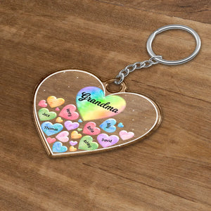 Grandma Mom Hearts In Heart - Personalized Acrylic Keychain - Gift For Mom, Grandma, Mother's Day Gift