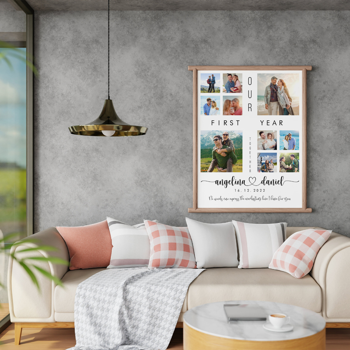 Our First Year Couple Photo Collage - Personalized Canvas - Gift For Couple, 1st Year Anniversary, Valentine's Day Gift