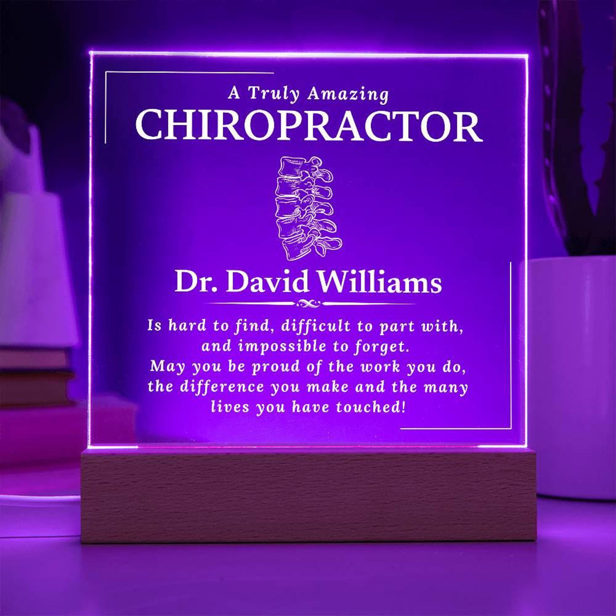 Gift for a Chiropractor - Personalized Acrylic Plaque, Coworker Gift, Gift for Family Chiropractor, Dr Thank You, Retirement Gift