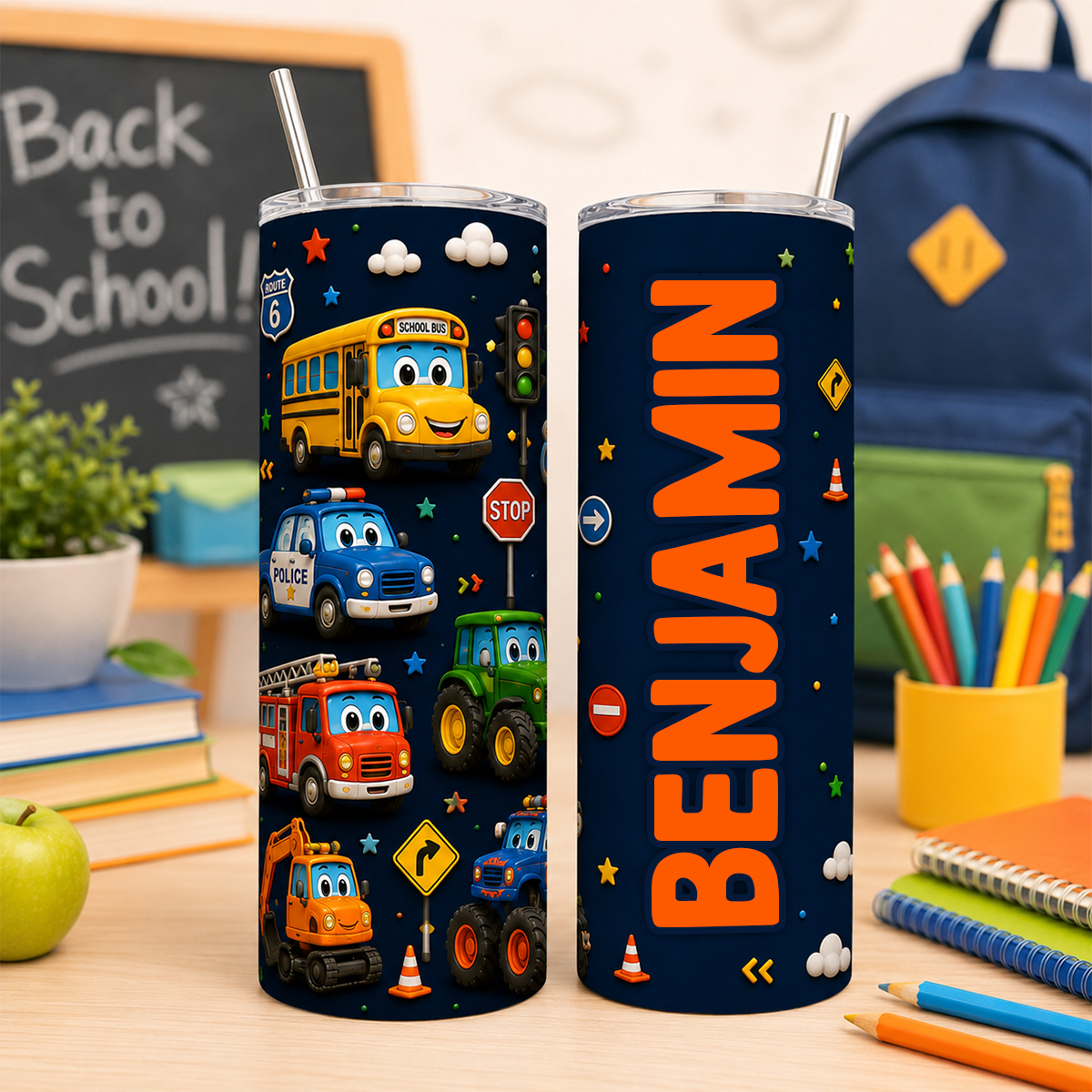 Trendy Animal for Boys Girls - Personalized Skinny Tumbler - Back to School Gift for Kids