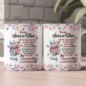 To My Sister In Christ, Personalized Ceramic Coffee Mug, Gift For Soul Sister