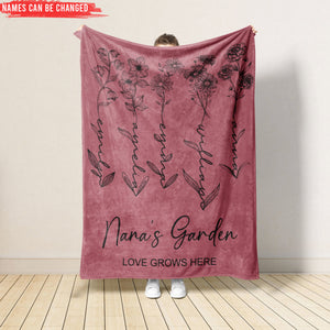 Grandma's Garden Love Grows Here - Personalized Blanket - Gift For Grandma