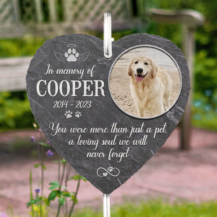 A Loving Soul We Will Never Forget Memorial Dog Photo - Personalized Slate Plaque - Memorial Gift For Pet Owner