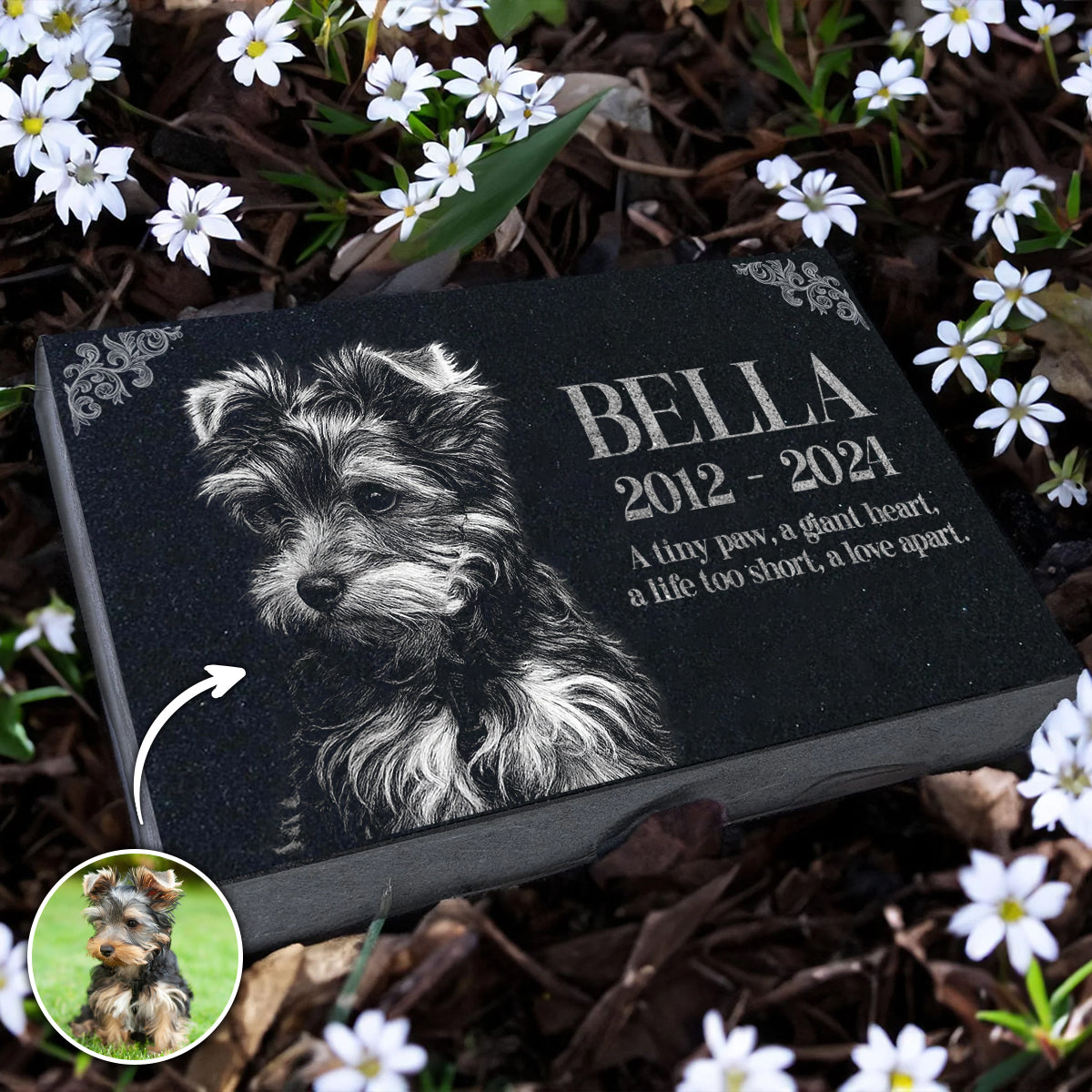 A Tiny Paw, A Giant Heart - Personalized Slate Grave