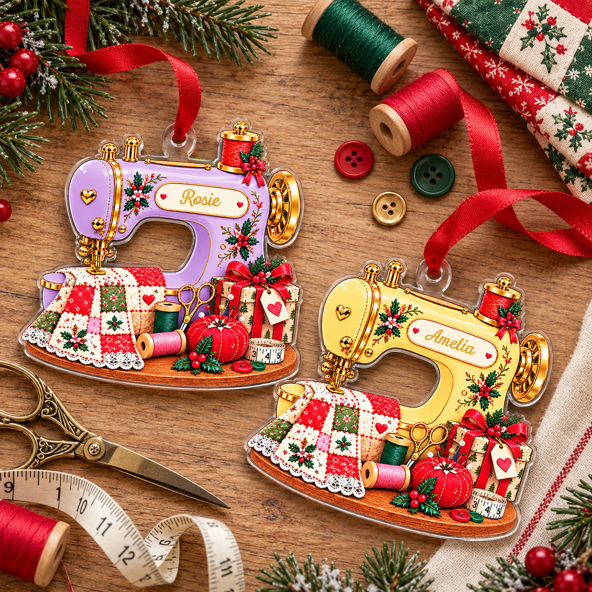Sewing Machine Acrylic Ornament - Personalized Christmas Ornaments