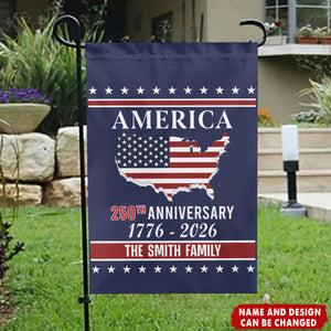 Personalized Family Name 250th Anniversary Garden Flag