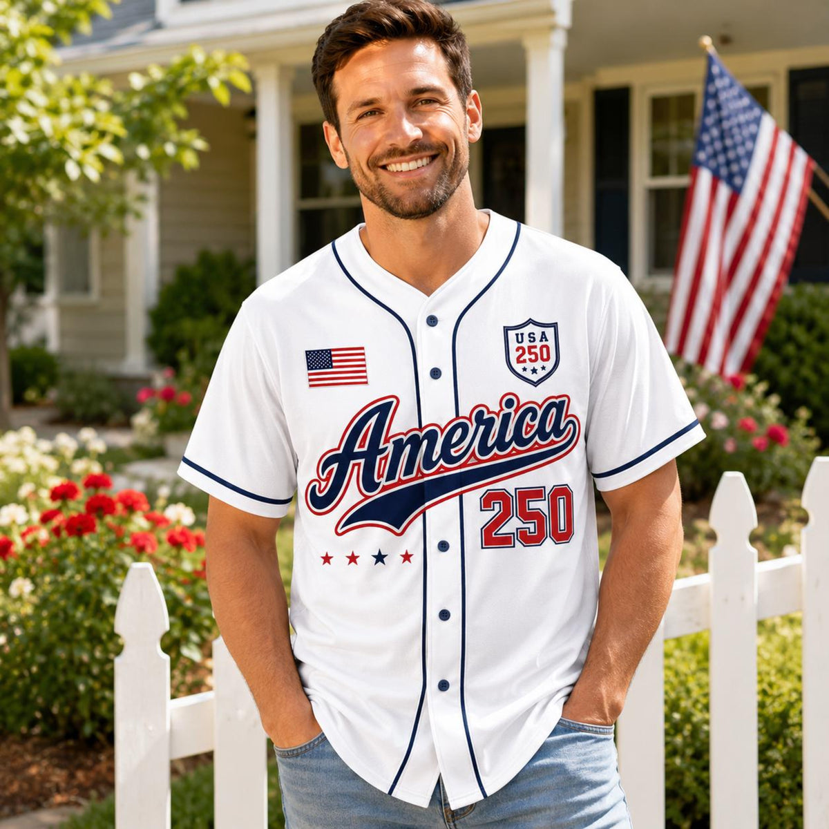 Personalized America 250 Baseball Jersey, Custom Name Number USA Jersey, 1776 Patriotic Baseball Shirt, 4th of July Gift for Men